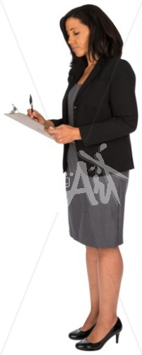Pauline writing in suit