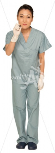 Lily examine in scrubs