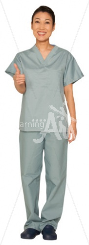 Lily thumbs-up in scrubs
