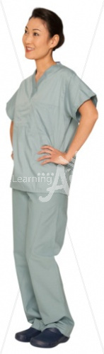Lily smiling in scrubs