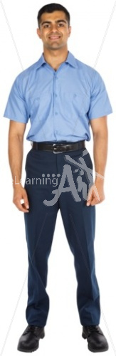 Hakim smiling in a uniform