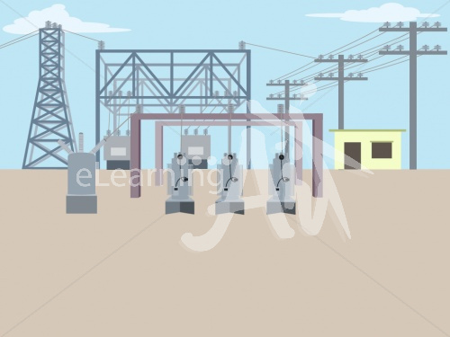Electrical Substation no fence Illustrated Background 4x3