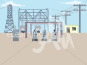 Electrical Substation no fence Illustrated Background 4x3