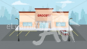 Grocery Store Front Illustrated Background