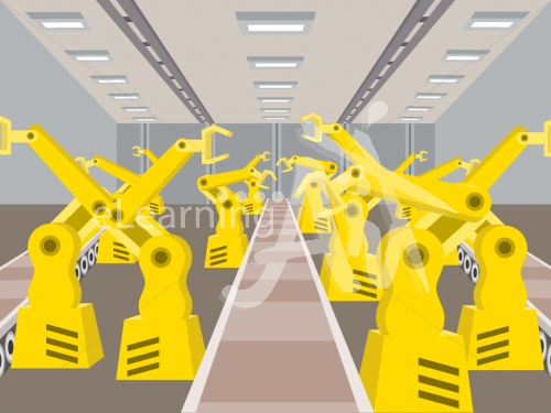 Robotic Factory Illustrated Background 4x3