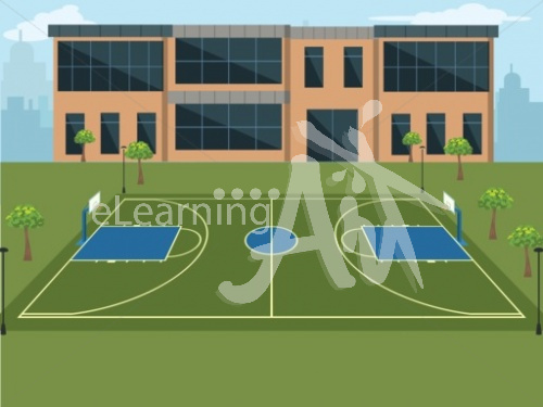 Basketball Court Illustrated Background 4x3