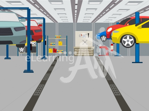 Car repair center Illustrated Background 4x3