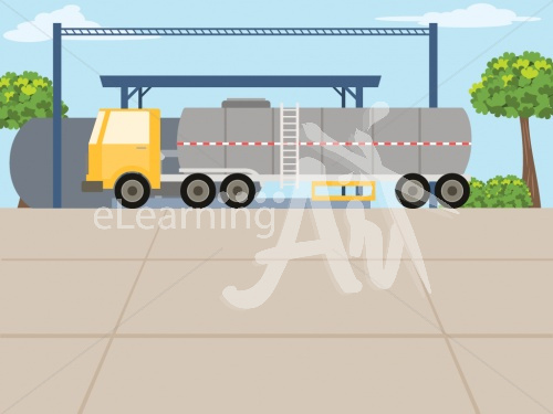 Tanker truck station Illustrated Background 4x3