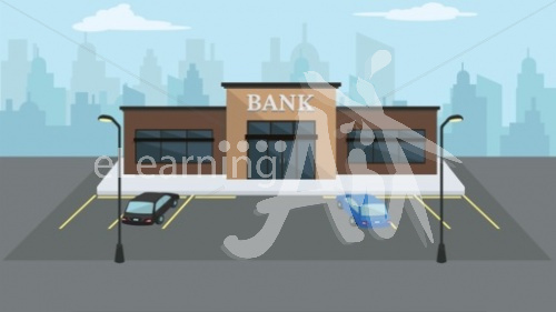 Bank Building Illustrated Background
