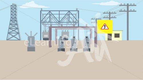 Electrical Substation No Fence Illustrated Background
