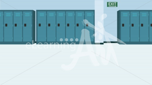 Hallway Lockers Side Shot Illustrated Background