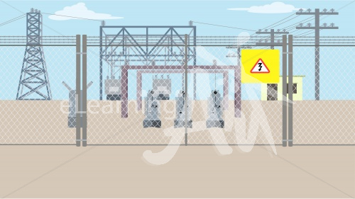 Electrical Substation Illustrated Background