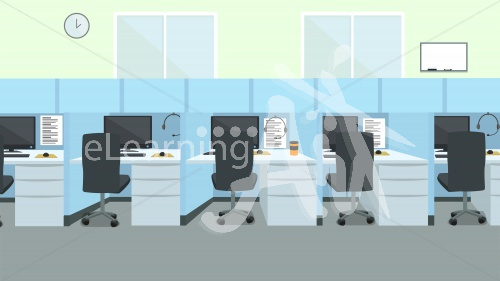 Call Center Office Illustrated Background