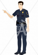 Rei pointing in police uniform