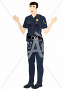 Rei laughing in police uniform