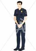 Rei listening in police uniform