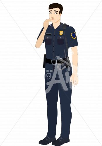 Rei nervous in police uniform