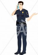 Rei talking in police uniform