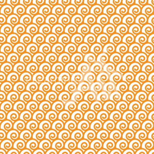 Orange curlicue pattern on transparency