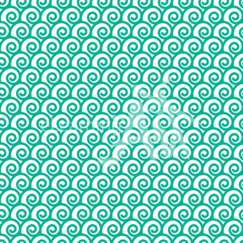 Teal curlicue pattern on transparency