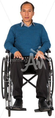 Christopher listening in a wheelchair
