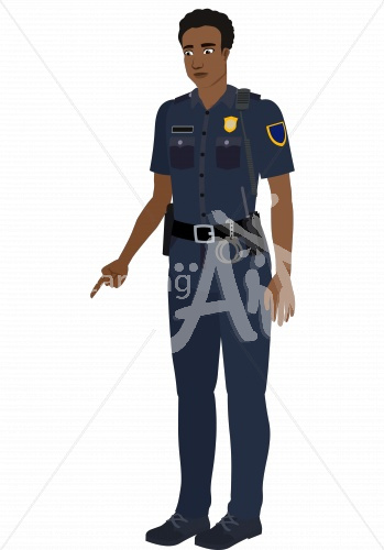 Taj pointing in police uniform