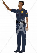 Taj pointing in police uniform