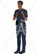 Taj applauding in police uniform