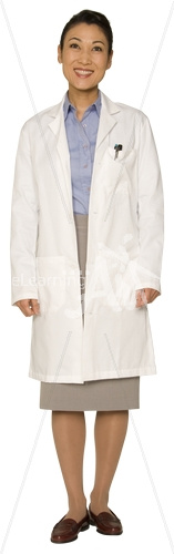 Lily smiling in labcoat